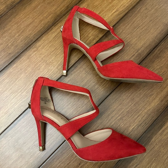 WORN ONCE Red Stiletto Heels Size 7.5 - Picture 4 of 5